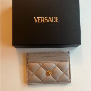 Versace Beige Quilted Card Holder